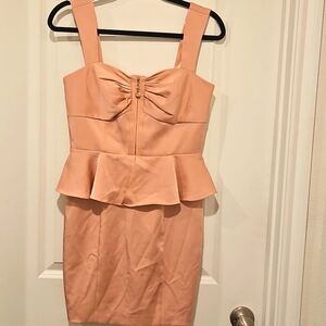 Aftershock pink peplum front zipper dress size S new